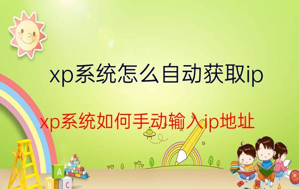 xp系统怎么自动获取ip xp系统如何手动输入ip地址？